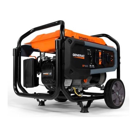Generac Portable Generator, Gasoline, 3,600 W Rated, 4,500 W Surge, Recoil Start, 120V AC, 30 A 7678